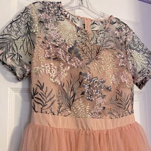 NWOT, Gorgeous Tulle & Lace Embroidered Floral & Pink Dress, Sz 2XL